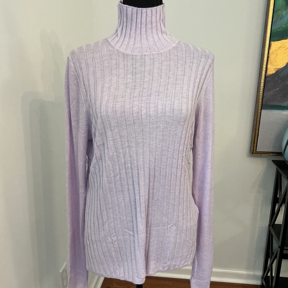 White House Black Market Light Purple Knit mockneck Cashmere